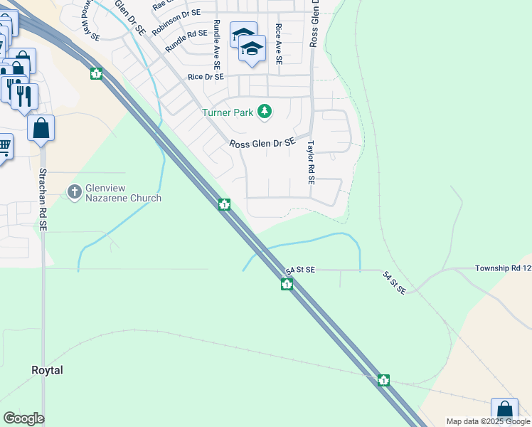 map of restaurants, bars, coffee shops, grocery stores, and more near 18 Taylor Mews Southeast in Medicine Hat