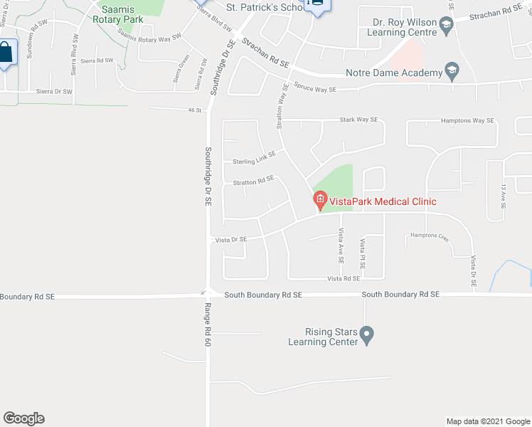 map of restaurants, bars, coffee shops, grocery stores, and more near Stratton Road Southeast in Medicine Hat