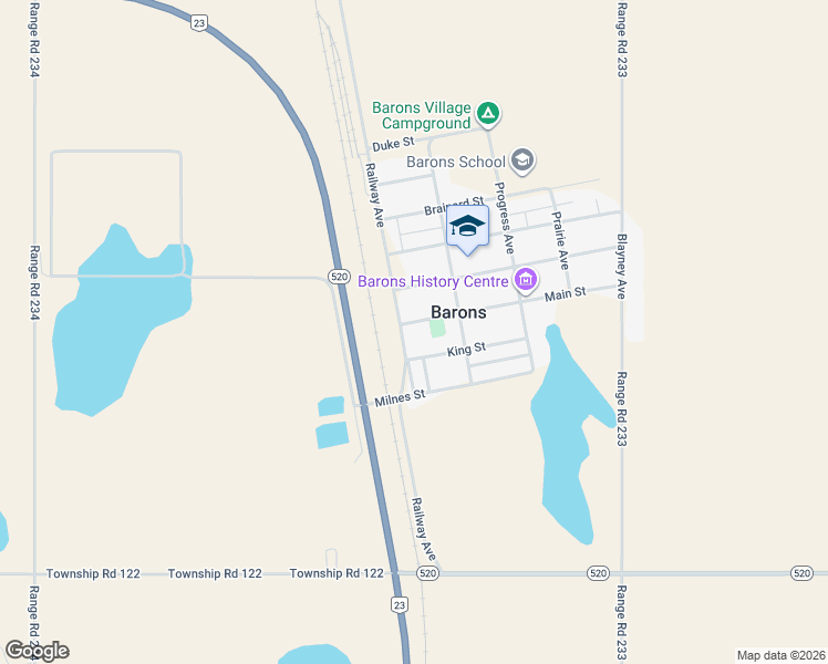 map of restaurants, bars, coffee shops, grocery stores, and more near 12 Main Street in Barons