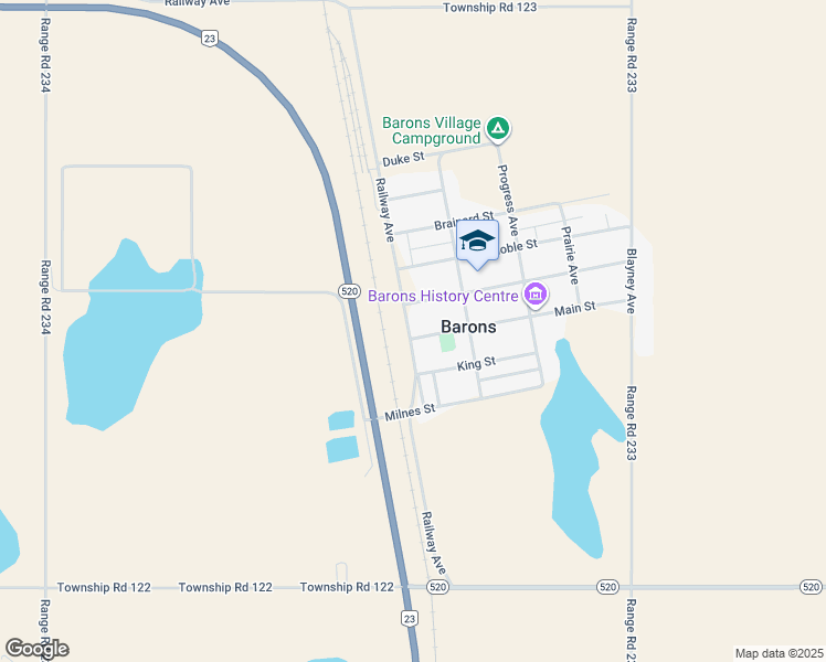 map of restaurants, bars, coffee shops, grocery stores, and more near 15 Main Street in Barons