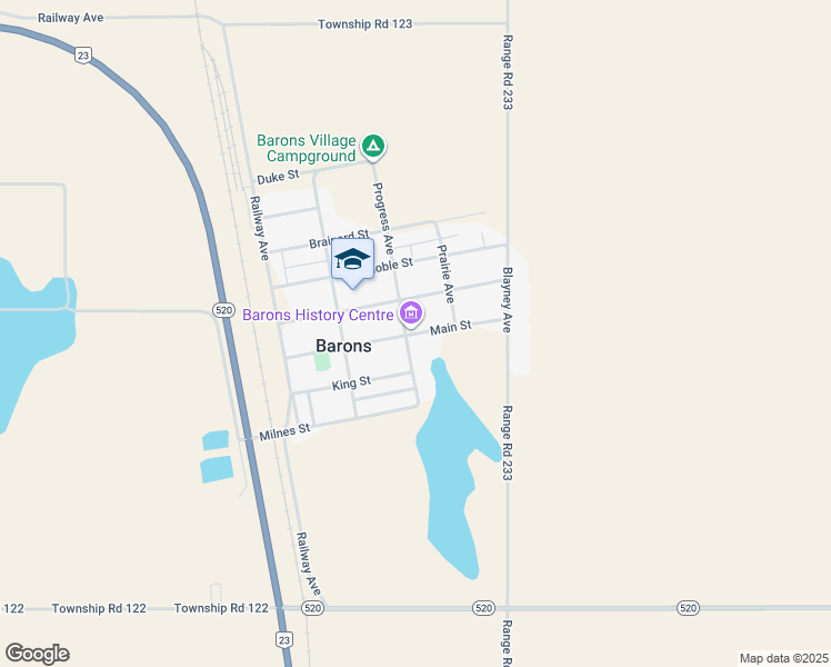 map of restaurants, bars, coffee shops, grocery stores, and more near 305 Main Street in Barons