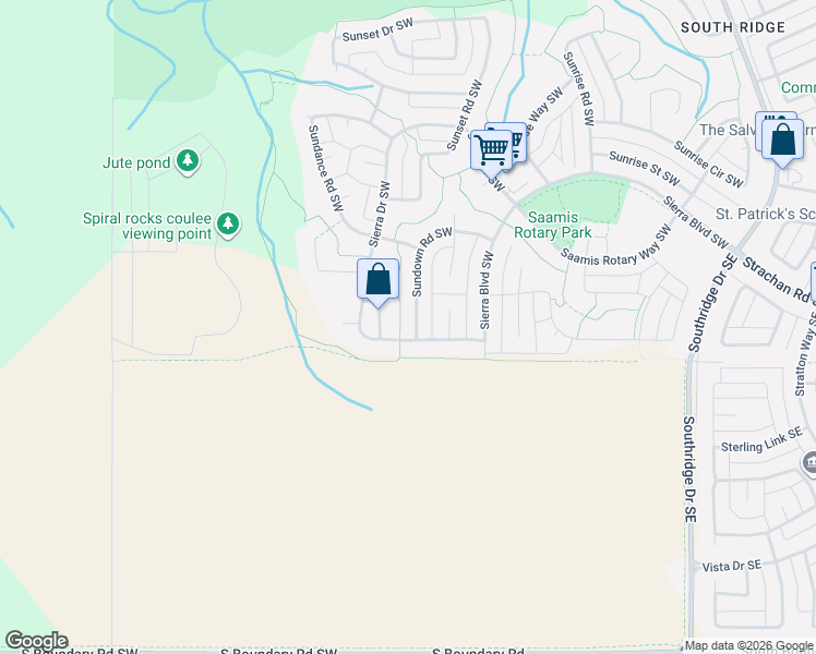 map of restaurants, bars, coffee shops, grocery stores, and more near 111 Sundown Road Southwest in Medicine Hat