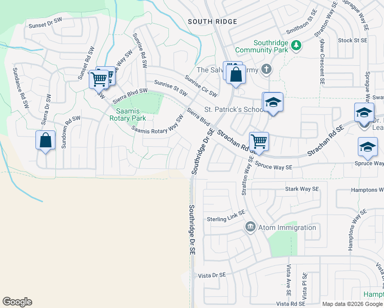 map of restaurants, bars, coffee shops, grocery stores, and more near 100 Spruce Close Southeast in Medicine Hat