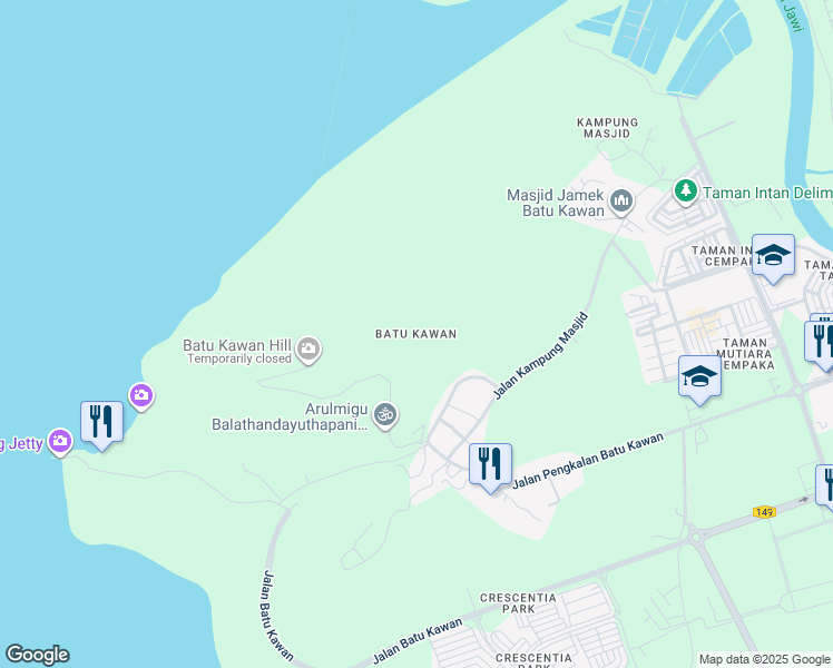 map of restaurants, bars, coffee shops, grocery stores, and more near in Simpang Ampat