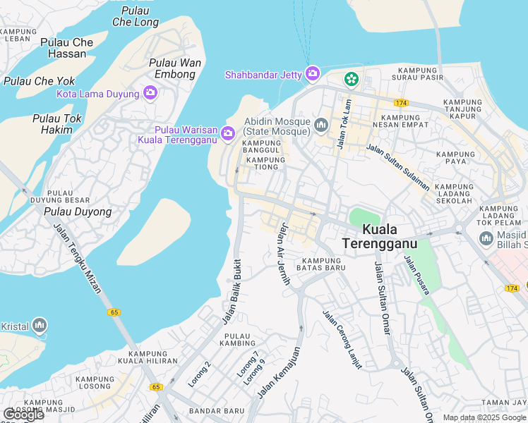 map of restaurants, bars, coffee shops, grocery stores, and more near Jalan Kota Lama in Kuala Terengganu