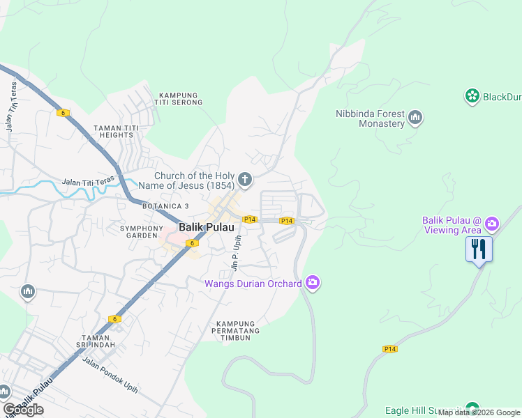 map of restaurants, bars, coffee shops, grocery stores, and more near Lintang Bukit Penara 3 in Balik Pulau