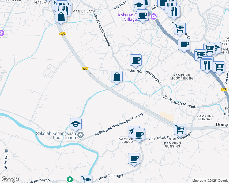 map of restaurants, bars, coffee shops, grocery stores, and more near Jalan Pintas Penampang in Penampang