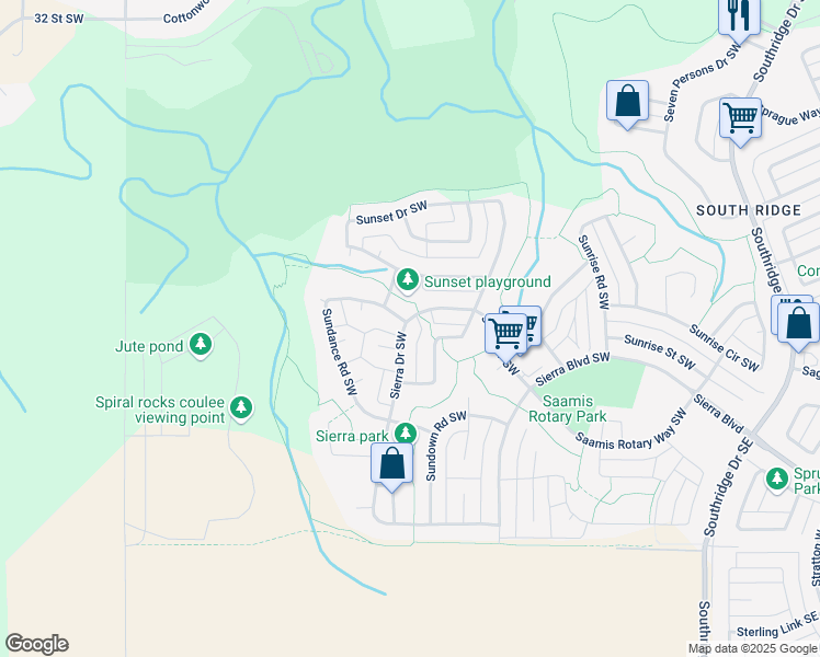 map of restaurants, bars, coffee shops, grocery stores, and more near 87 Sierra Drive Southwest in Medicine Hat