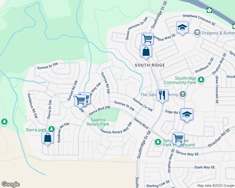 map of restaurants, bars, coffee shops, grocery stores, and more near 221 Sunrise Circle Southwest in Medicine Hat