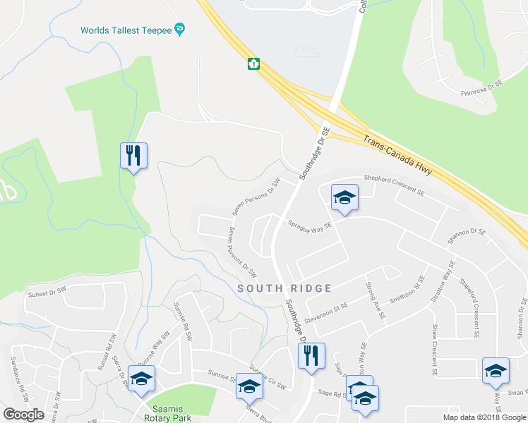 map of restaurants, bars, coffee shops, grocery stores, and more near 24 South Ridge Crescent Southwest in Medicine Hat