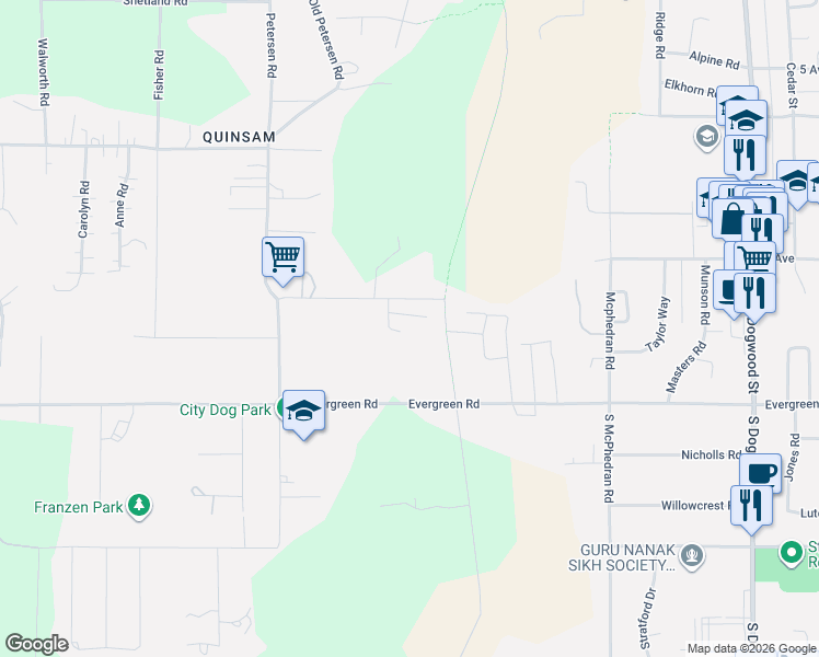 map of restaurants, bars, coffee shops, grocery stores, and more near 1505 Croation Road in Campbell River