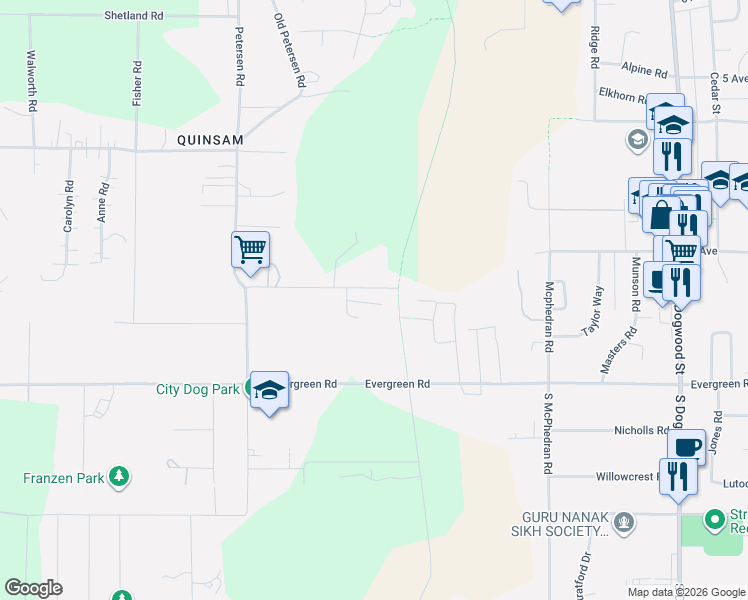 map of restaurants, bars, coffee shops, grocery stores, and more near 1505 Croation Road in Campbell River