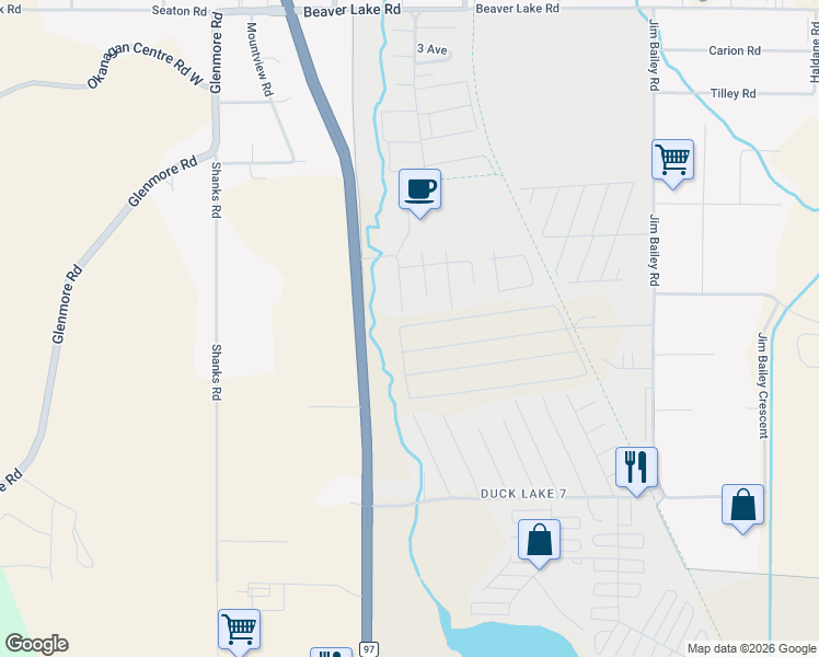 map of restaurants, bars, coffee shops, grocery stores, and more near 52 Highway 97 in Kelowna