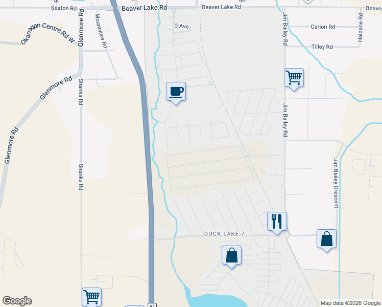 map of restaurants, bars, coffee shops, grocery stores, and more near in Kelowna