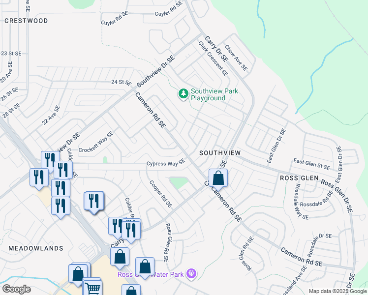 map of restaurants, bars, coffee shops, grocery stores, and more near 88 Cameron Road Southeast in Medicine Hat