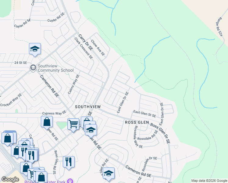 map of restaurants, bars, coffee shops, grocery stores, and more near 13 Elliott Street Southeast in Medicine Hat