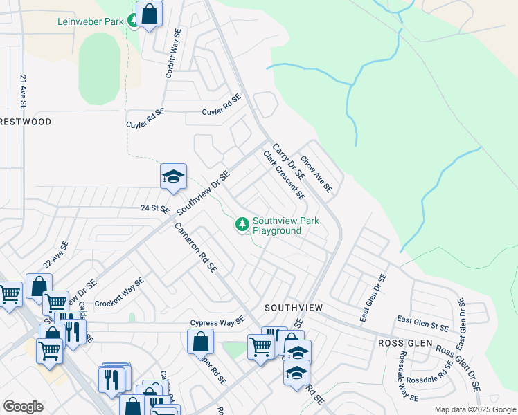 map of restaurants, bars, coffee shops, grocery stores, and more near 46 Carswell Road Southeast in Medicine Hat