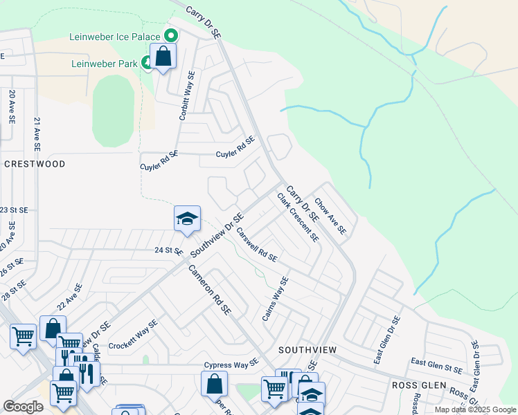 map of restaurants, bars, coffee shops, grocery stores, and more near 2253 Southview Drive Southeast in Medicine Hat