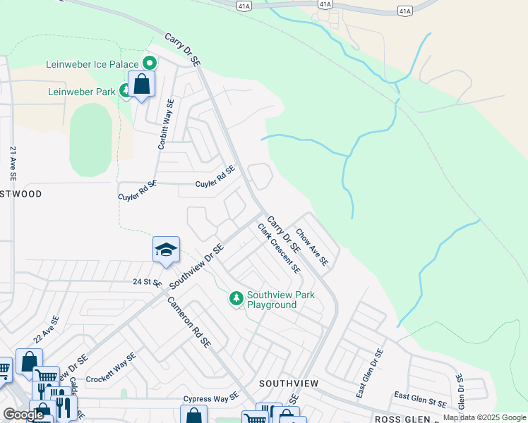 map of restaurants, bars, coffee shops, grocery stores, and more near Carry Drive Southeast in Medicine Hat