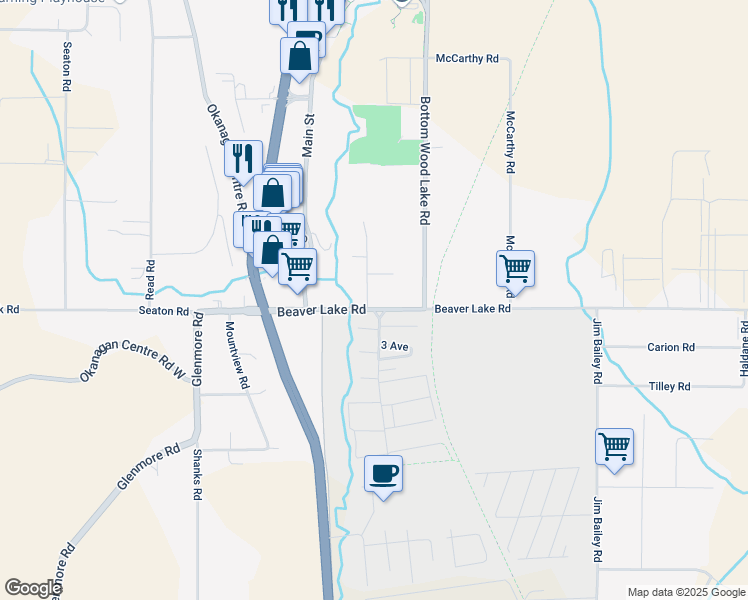 map of restaurants, bars, coffee shops, grocery stores, and more near 3310 Beaverlake Court in Lake Country