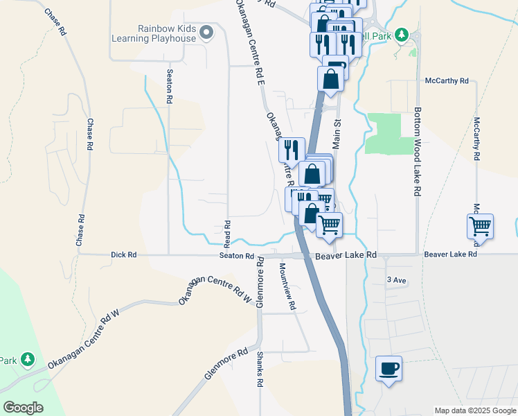 map of restaurants, bars, coffee shops, grocery stores, and more near 9590 Winview Road in Lake Country