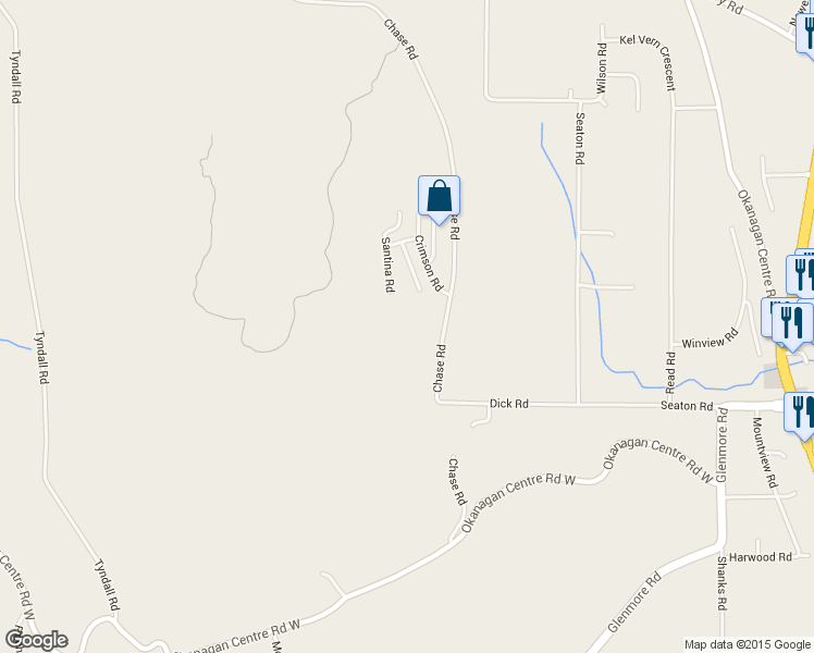 map of restaurants, bars, coffee shops, grocery stores, and more near 9787 Chase Road in Lake Country