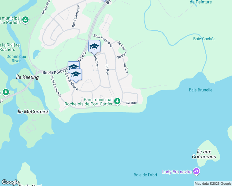 map of restaurants, bars, coffee shops, grocery stores, and more near 7 10e Rue in Port-Cartier