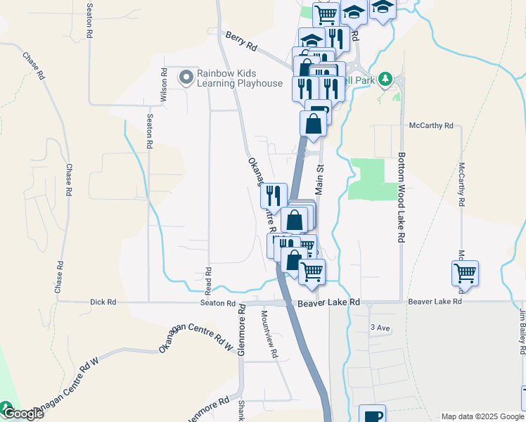map of restaurants, bars, coffee shops, grocery stores, and more near 9759 Winview Road in Lake Country