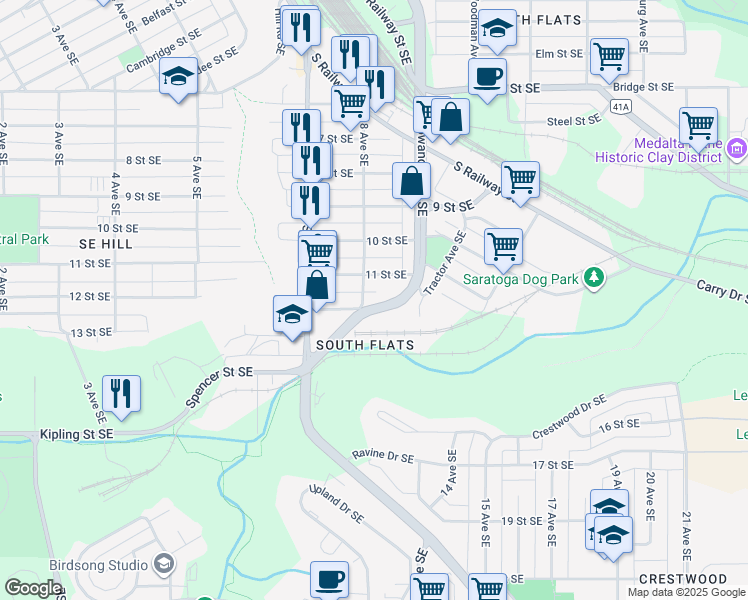 map of restaurants, bars, coffee shops, grocery stores, and more near 812 12 Street Southeast in Medicine Hat