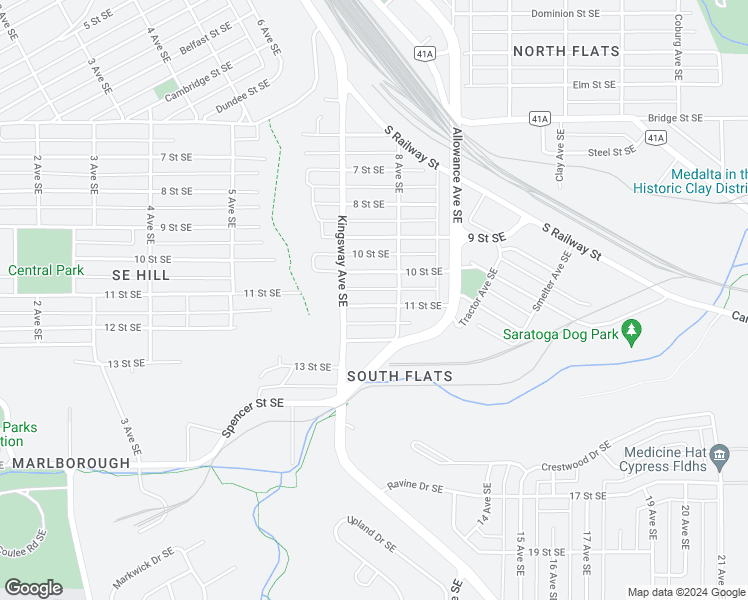 map of restaurants, bars, coffee shops, grocery stores, and more near 746 11 Street Southeast in Medicine Hat