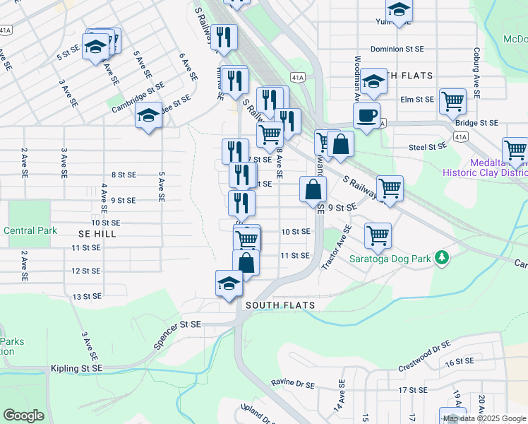 map of restaurants, bars, coffee shops, grocery stores, and more near 749 9 Street Southeast in Medicine Hat