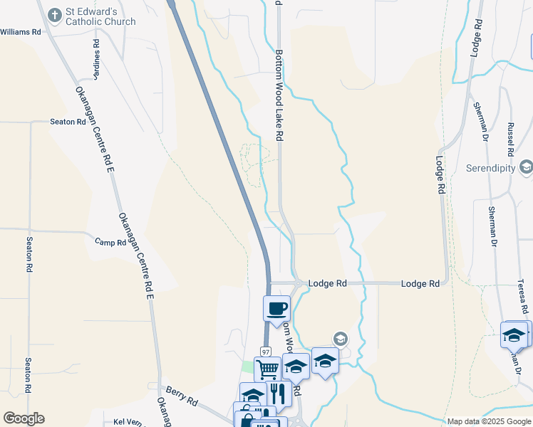 map of restaurants, bars, coffee shops, grocery stores, and more near 10650 Bottom Wood Lake Road in Lake Country
