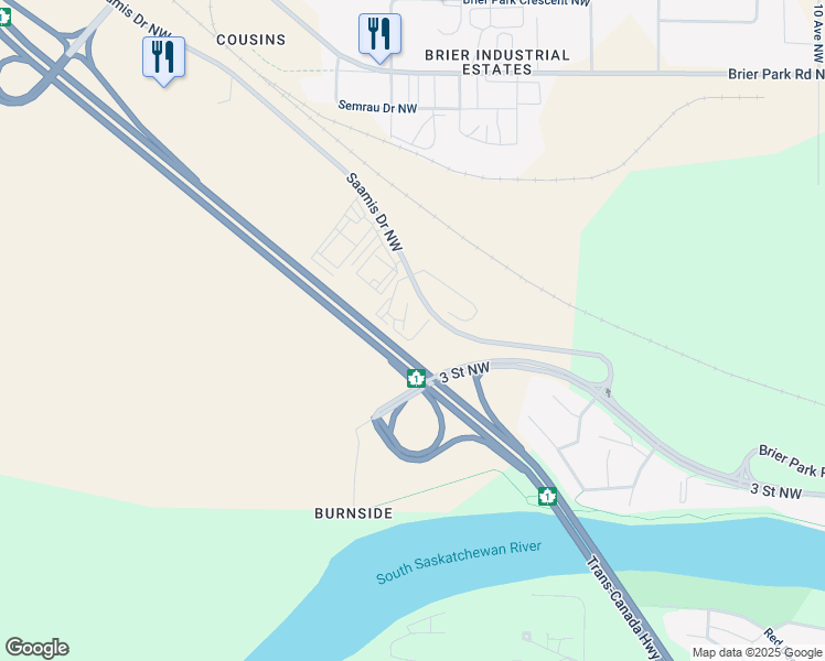 map of restaurants, bars, coffee shops, grocery stores, and more near 1632 Saamis Drive Northwest in Medicine Hat