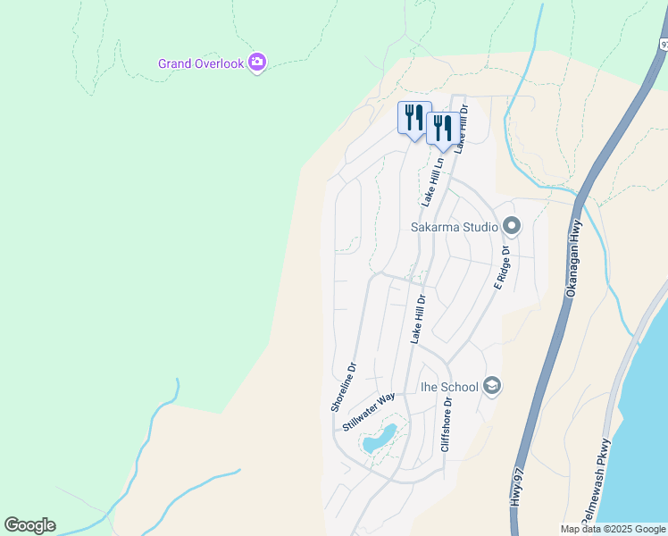 map of restaurants, bars, coffee shops, grocery stores, and more near Apex Drive in Lake Country