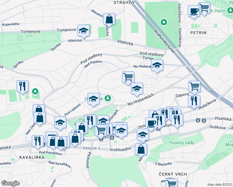 map of restaurants, bars, coffee shops, grocery stores, and more near 5 U Pernikářky in Hlavní město Praha