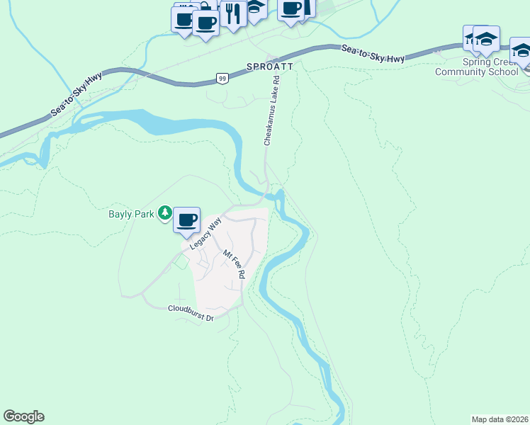 map of restaurants, bars, coffee shops, grocery stores, and more near 1100 Whitewater Drive in Whistler
