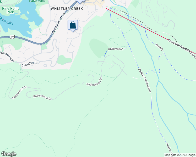 map of restaurants, bars, coffee shops, grocery stores, and more near 2909 Kadenwood Drive in Whistler