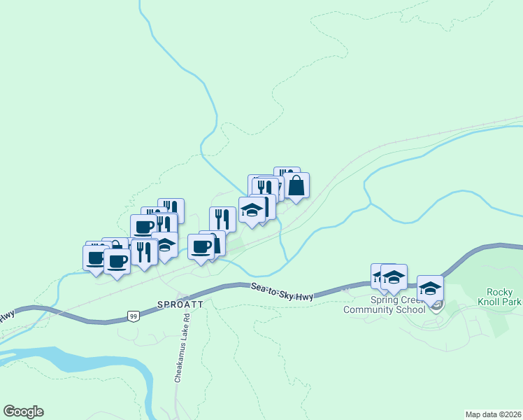 map of restaurants, bars, coffee shops, grocery stores, and more near 1370 Alpha Lake Road in Whistler