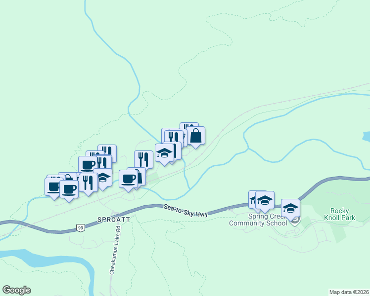 map of restaurants, bars, coffee shops, grocery stores, and more near 1400 Alpha Lake Road in Whistler