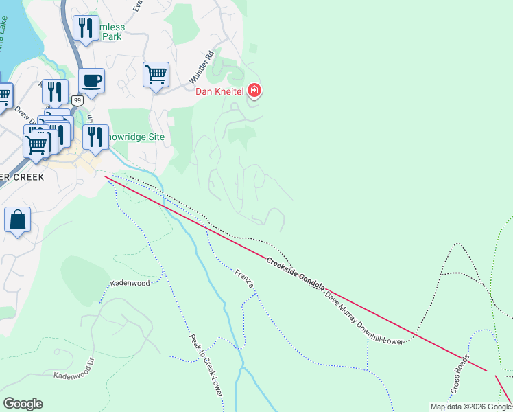 map of restaurants, bars, coffee shops, grocery stores, and more near 2324 Taluswood Place in Whistler