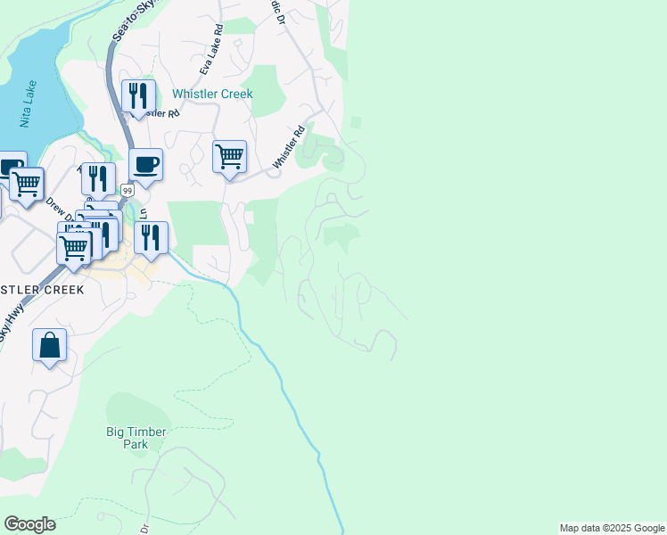 map of restaurants, bars, coffee shops, grocery stores, and more near 2323 Taluswood Place in Whistler