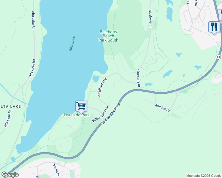 map of restaurants, bars, coffee shops, grocery stores, and more near 3133 Tyrol Crescent in Whistler