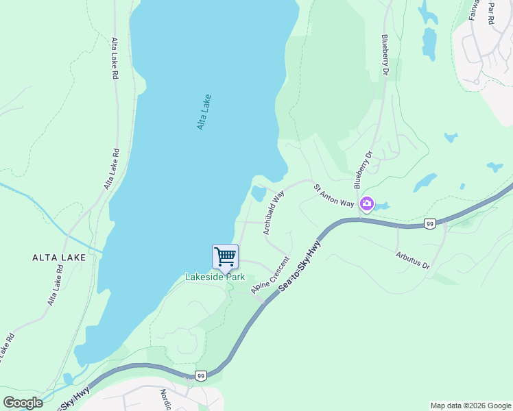 map of restaurants, bars, coffee shops, grocery stores, and more near 3314 Lakeside Road in Whistler