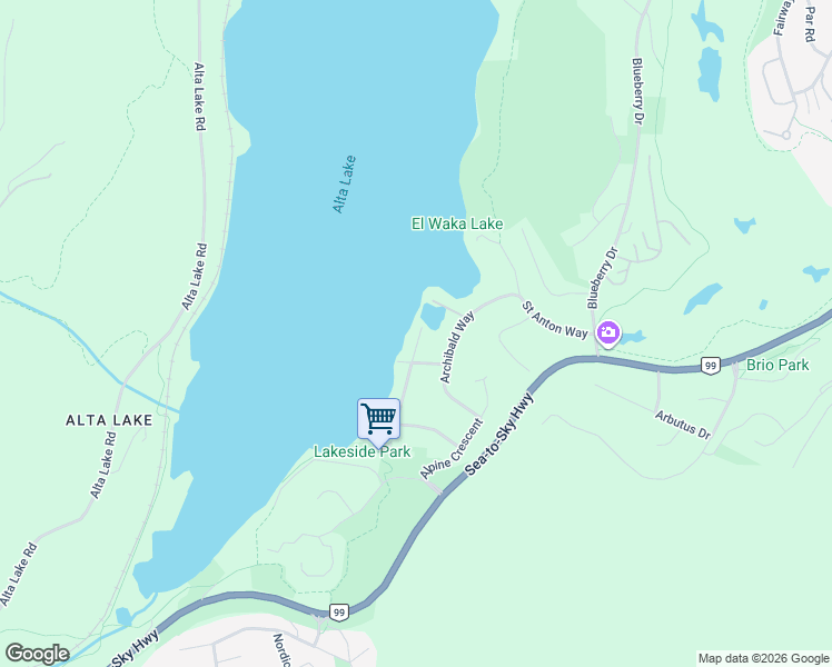 map of restaurants, bars, coffee shops, grocery stores, and more near 3319 Lakeside Road in Whistler