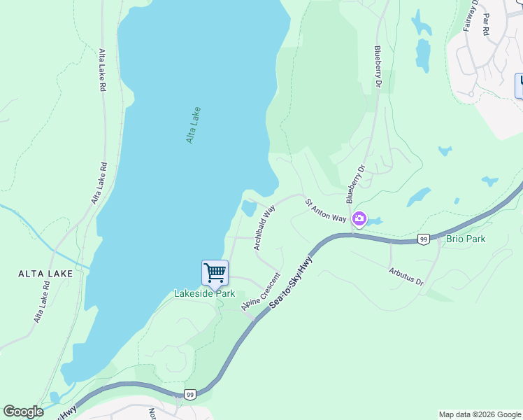 map of restaurants, bars, coffee shops, grocery stores, and more near 3258 Archibald Way in Whistler