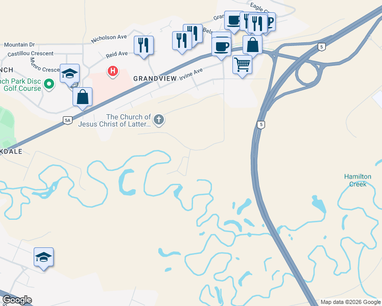 map of restaurants, bars, coffee shops, grocery stores, and more near 201 Spring Bank Avenue in Merritt