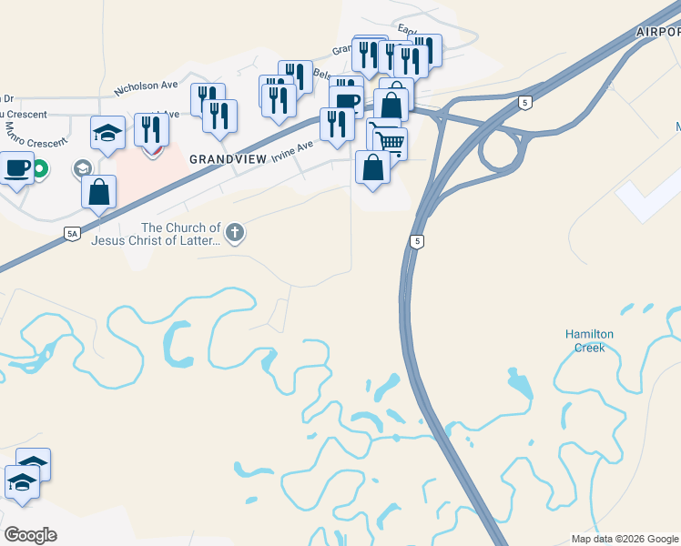 map of restaurants, bars, coffee shops, grocery stores, and more near 2640 Spring Bank Ave in Merritt