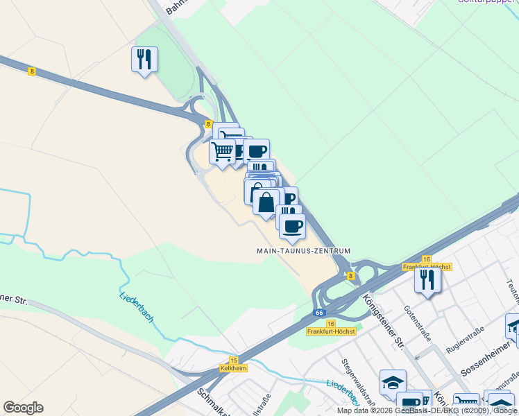map of restaurants, bars, coffee shops, grocery stores, and more near in Sulzbach (Taunus)