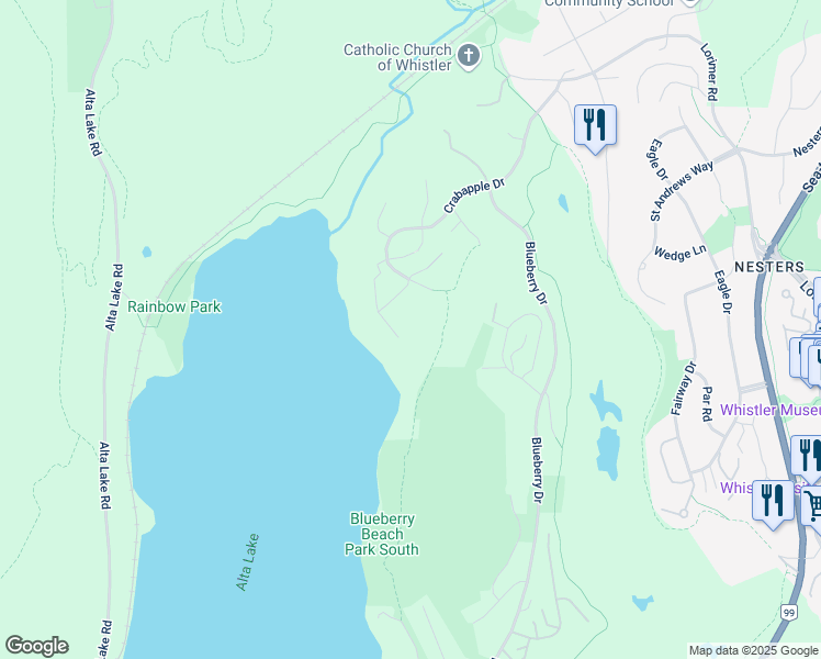 map of restaurants, bars, coffee shops, grocery stores, and more near 6958 Crabapple Drive in Whistler