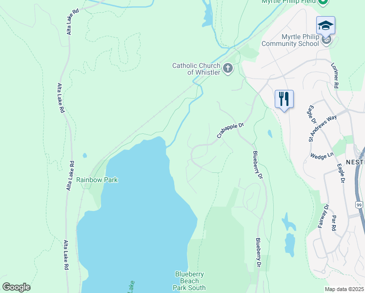 map of restaurants, bars, coffee shops, grocery stores, and more near 6850 Crabapple Drive in Whistler